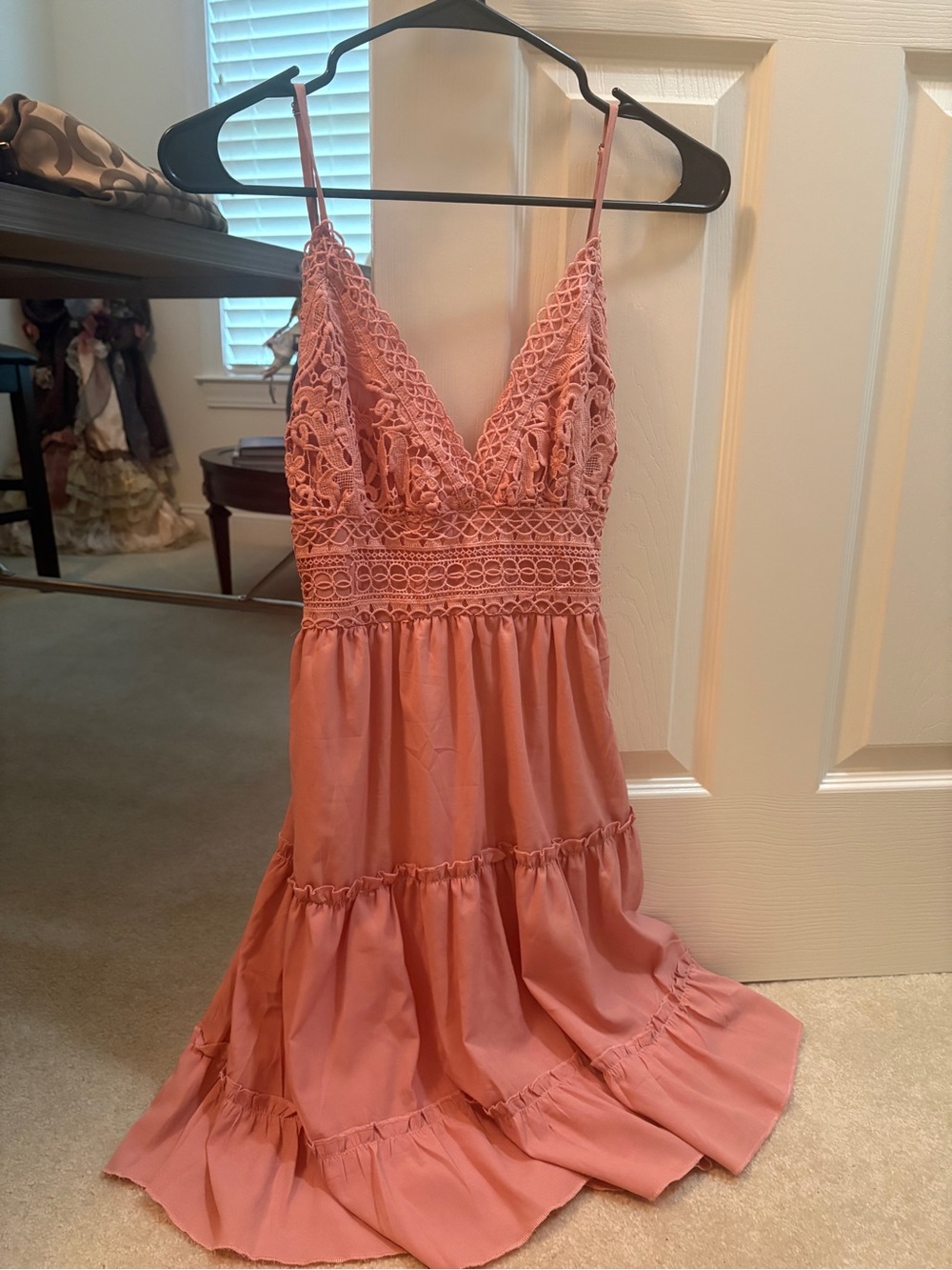 Backless Tie-Front Sundress in Dusty Rose - Picture 4 of 6